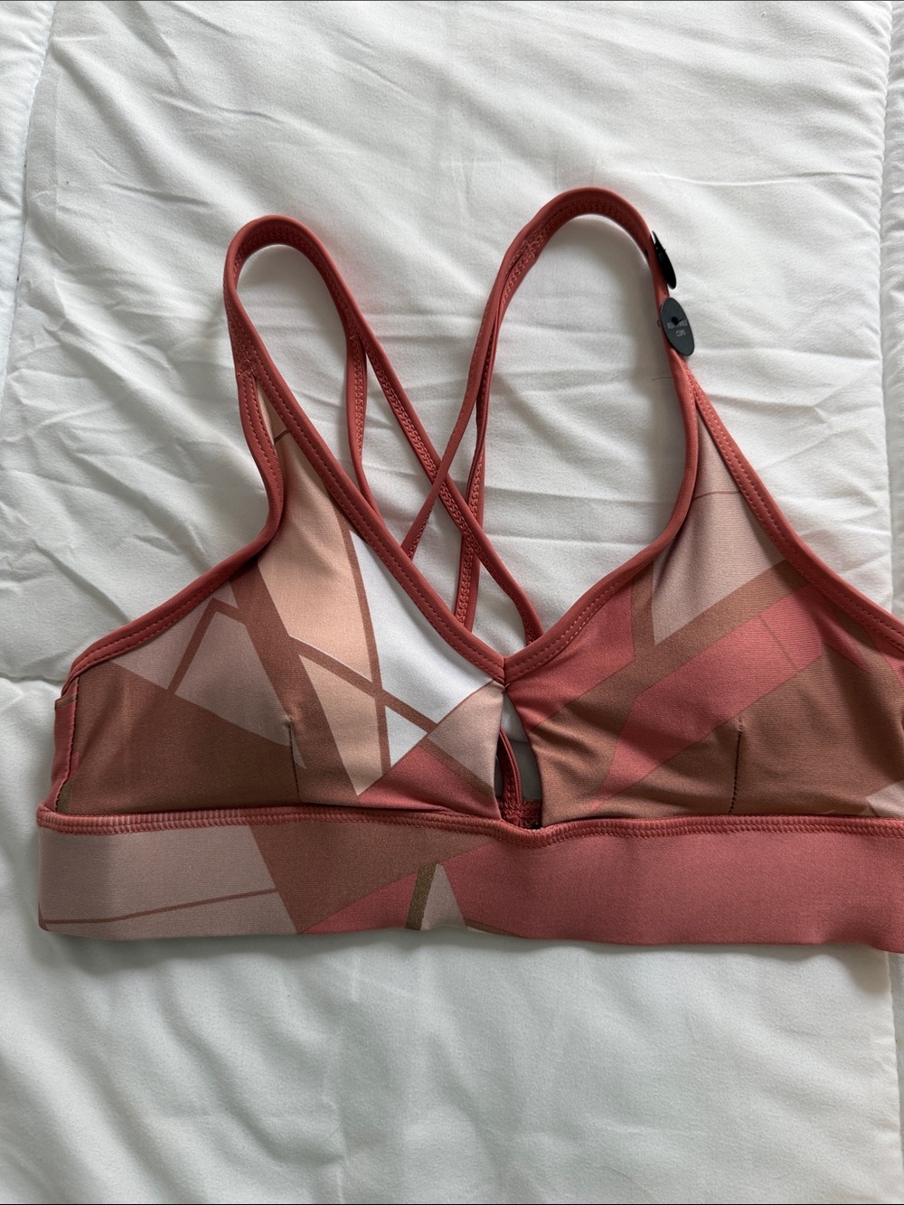 Cotton On Pink and Brown Geometric Strappy Sports Bra